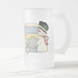 Weihnachtsmattierte Snowman-Feiertags-Kaffee-Tasse Mattglas Bierglas