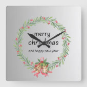 Weihnachtsmauer Quadratische Wanduhr (Vorderseite)