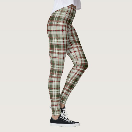 Weihnachtsmauerbeere und Loden tartan kariert Leggings (Rechts)