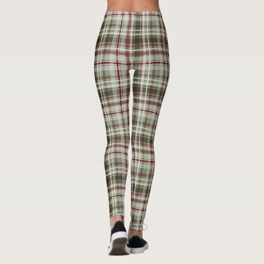Weihnachtsmauerbeere und Loden tartan kariert Leggings (Rückseite)