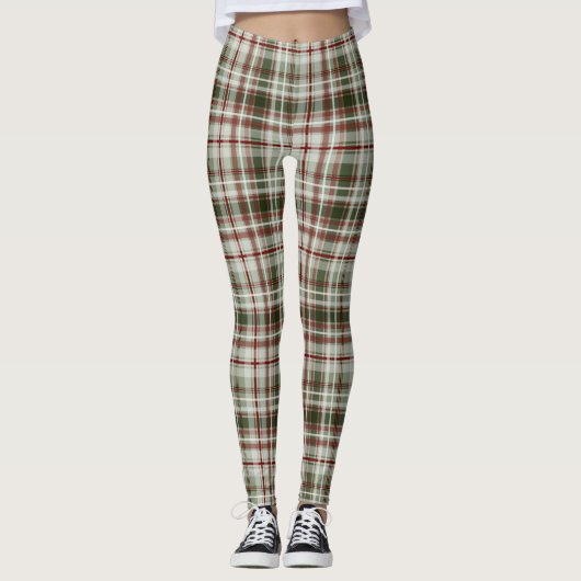 Weihnachtsmauerbeere und Loden tartan kariert Leggings (Vorderseite)