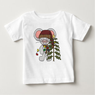 Weihnachtsmaus, die Baum verziert Baby T-shirt