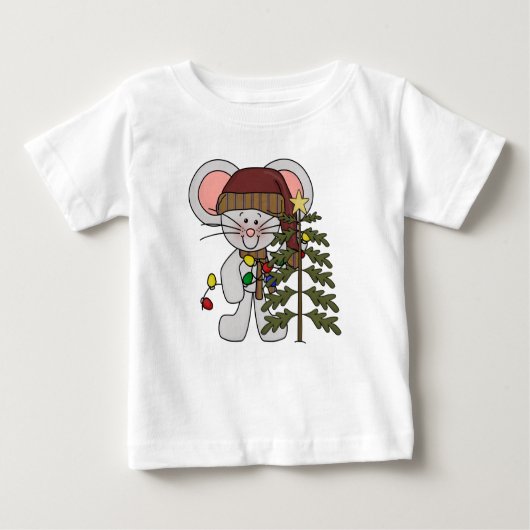 Weihnachtsmaus, die Baum verziert Baby T-shirt (Vorderseite)
