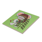 Weihnachtsmaus, die Baum verziert Fliese (Seite)