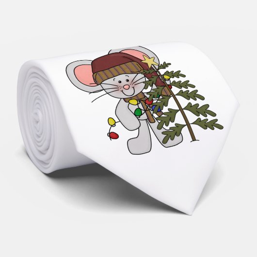Weihnachtsmaus, die Baum verziert Krawatte (Gerollt)