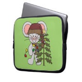 Weihnachtsmaus, die Baum verziert Laptopschutzhülle (Vorderseite Links)