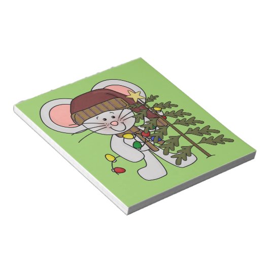 Weihnachtsmaus, die Baum verziert Notizblock (angewinkelt)