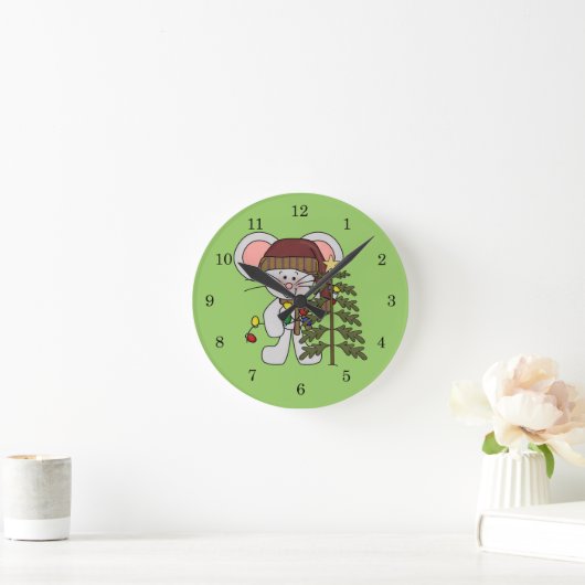Weihnachtsmaus, die Baum verziert Runde Wanduhr (Zuhause)