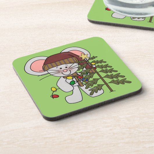 Weihnachtsmaus, die Baum verziert Untersetzer (Linke Seite)