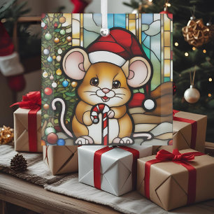 Weihnachtsmaus Faux-Buntglas Ornament Aus Glas