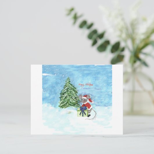 Weihnachtsmaus Feiertagspostkarte (Stehend Vorderseite)