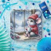 Weihnachtsmaus im Fenster Pappteller (Party)