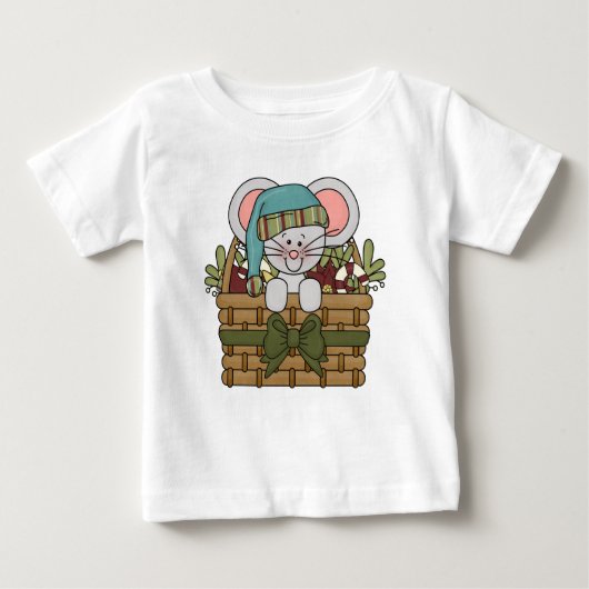 Weihnachtsmaus im Korb Baby T-shirt (Vorderseite)