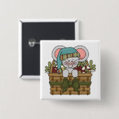 Weihnachtsmaus im Korb Button (Vorne & Hinten)