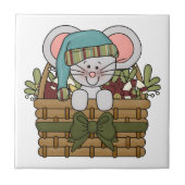 Weihnachtsmaus im Korb Fliese (Vorderseite)