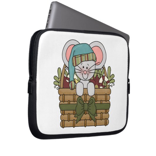 Weihnachtsmaus im Korb Laptopschutzhülle (Vorne Rechts)