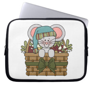 Weihnachtsmaus im Korb Laptopschutzhülle