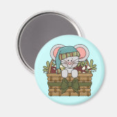 Weihnachtsmaus im Korb Magnet (Vorderseite/Rückseite)