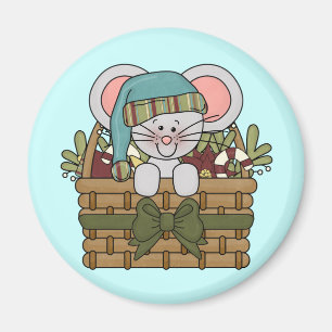 Weihnachtsmaus im Korb Magnet