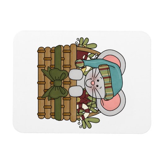 Weihnachtsmaus im Korb Magnet (Horizontal)