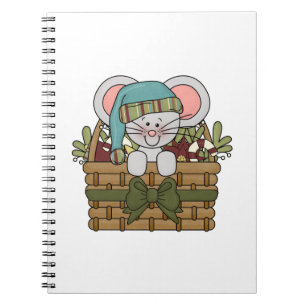 Weihnachtsmaus im Korb Notizblock