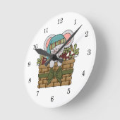 Weihnachtsmaus im Korb Runde Wanduhr (Winkel)