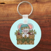 Weihnachtsmaus im Korb Schlüsselanhänger (Vorderseite)