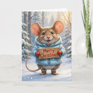 Weihnachtsmaus im Winterwald Karte