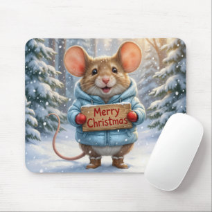 Weihnachtsmaus im Winterwald Mousepad