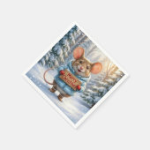 Weihnachtsmaus im Winterwald Serviette (Ecke)