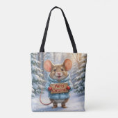 Weihnachtsmaus im Winterwald Tasche (Rückseite)