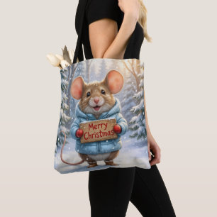 Weihnachtsmaus im Winterwald Tasche