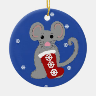 Weihnachtsmaus Keramikornament