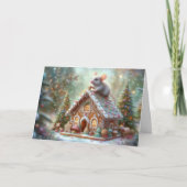 Weihnachtsmaus & Lebkuchenhäuschen Christlich Feiertagskarte (Vorderseite)