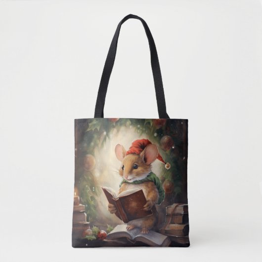 Weihnachtsmaus lesend tasche (Vorderseite)