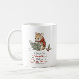 Weihnachtsmaus liest Geschichten Kaffeetasse