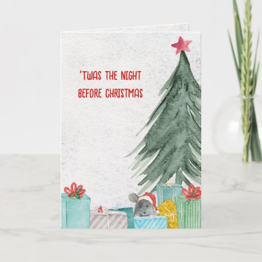 Weihnachtsmaus mit Geschenken Karte (Vorderseite)