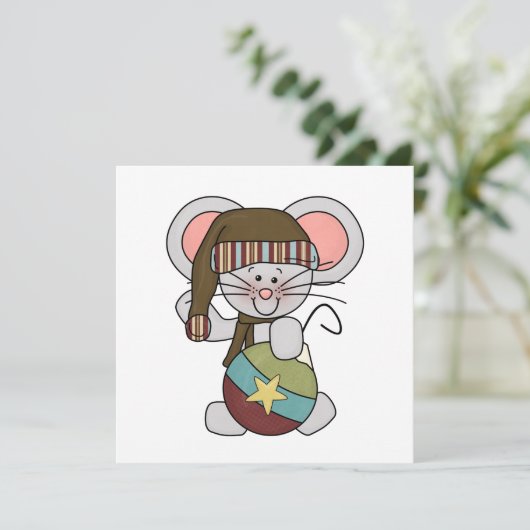 Weihnachtsmaus mit Verzierung Feiertagskarte (Stehend Vorderseite)