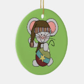 Weihnachtsmaus mit Verzierung Keramik Ornament (Rechts)
