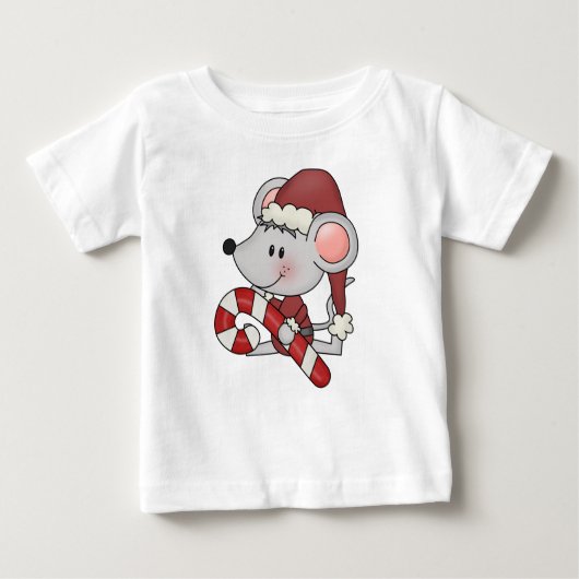 Weihnachtsmaus mit Zuckerstange Baby T-shirt (Vorderseite)