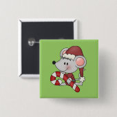 Weihnachtsmaus mit Zuckerstange Button (Vorne & Hinten)