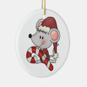 Weihnachtsmaus mit Zuckerstange Keramikornament (Rechts)