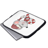Weihnachtsmaus mit Zuckerstange Laptopschutzhülle (Vorne Knopf)