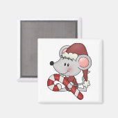 Weihnachtsmaus mit Zuckerstange Magnet (Vorderseite/Rückseite)