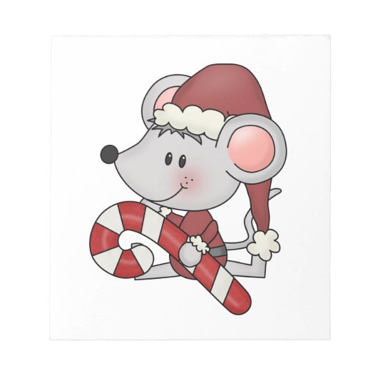Weihnachtsmaus mit Zuckerstange Notizblock (Vorderseite)