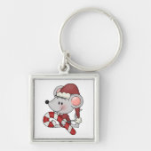 Weihnachtsmaus mit Zuckerstange Schlüsselanhänger (Vorne)