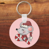 Weihnachtsmaus mit Zuckerstange Schlüsselanhänger (Vorderseite)