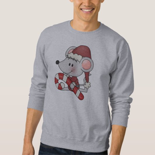Weihnachtsmaus mit Zuckerstange Sweatshirt (Vorderseite)