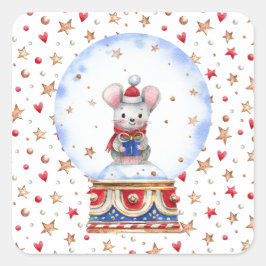 Weihnachtsmaus Quadratischer Aufkleber