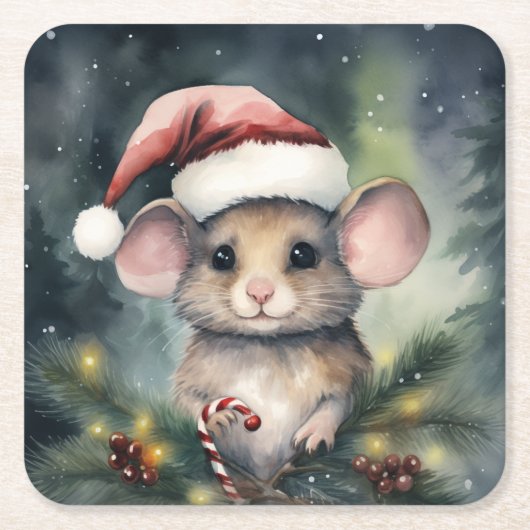 Weihnachtsmaus Rechteckiger Pappuntersetzer (Vorderseite)